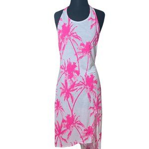 Op halter beach dress high low pink white sz M